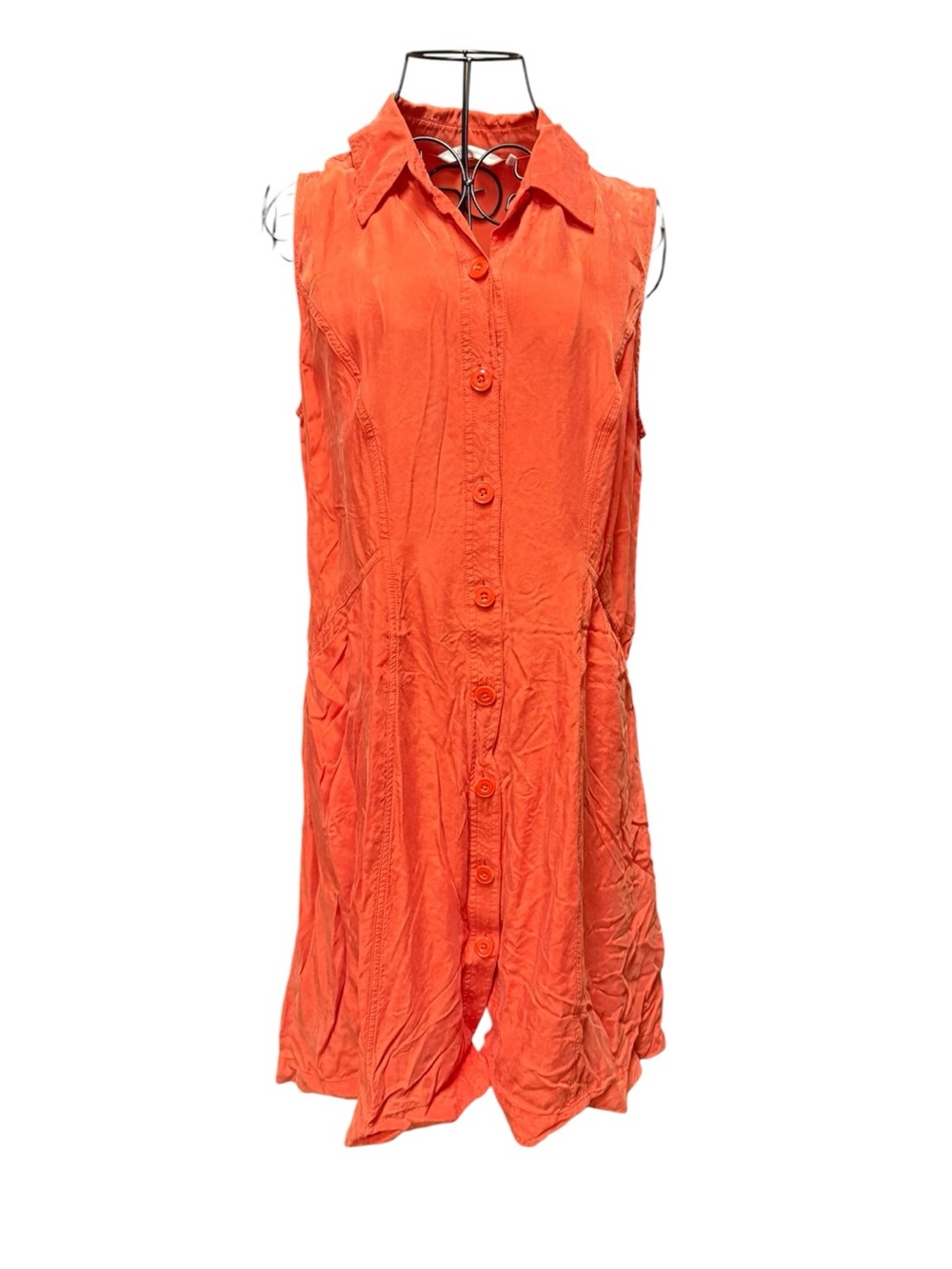 Soft Surroundings Sleeveless Button-Down Midi Dress - Vibrant Orange PMEDIUM